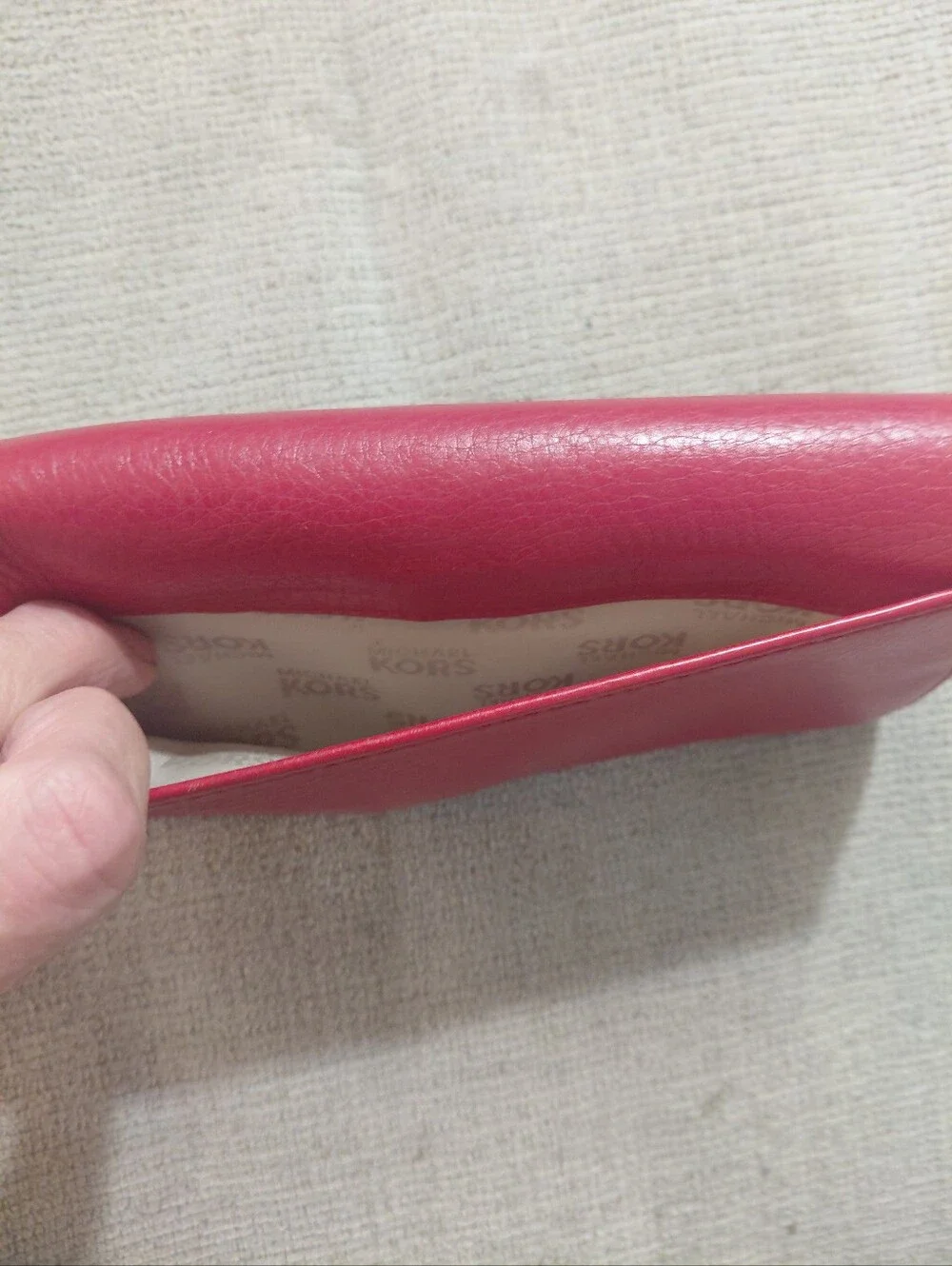 Michael Kors Red Leather Continental Wallet with Gold MK Logo